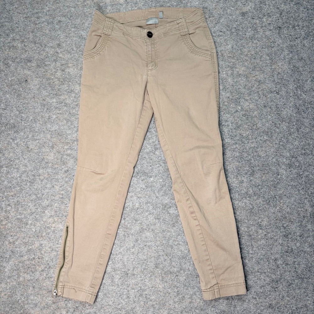 Athleta Khaki Ankle Pants Women Organic Cotton Blend Casual Zipper Detail size 2 - Picture 2 of 8